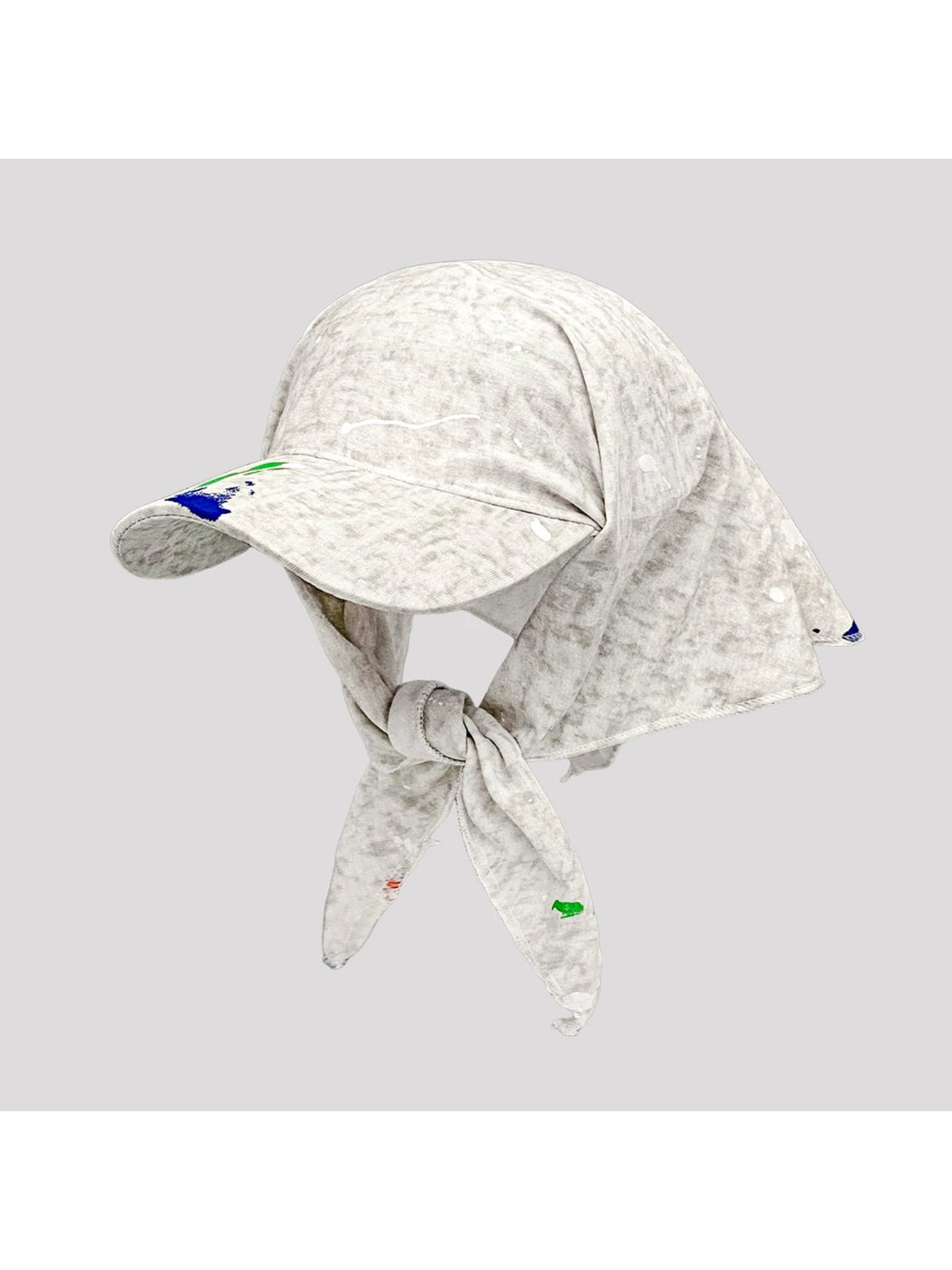 Side angle of Haila vintage baseball cap showing graffiti style artwork on fabric