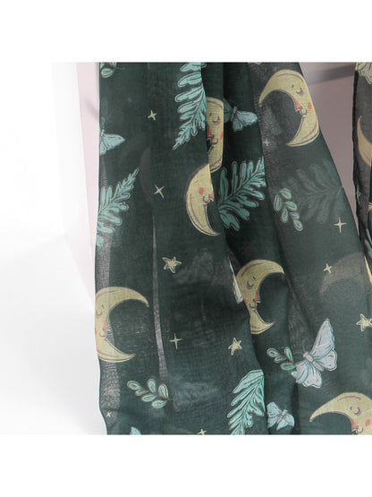 Scarvii - Forest Green Butterfly Moon Print Scarf