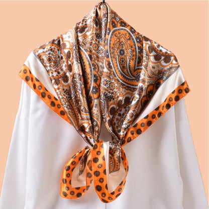 Scarvii - Vintage Paisley Orange Blue Square Scarf