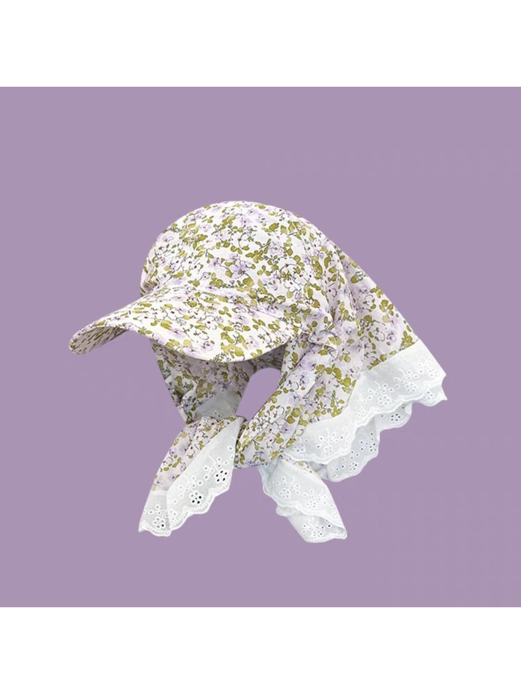 Haila - Floral Lace Trim Scarf Cap