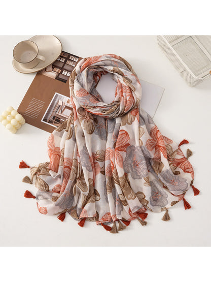 Scarvii - Floral Breeze Tassel Scarf
