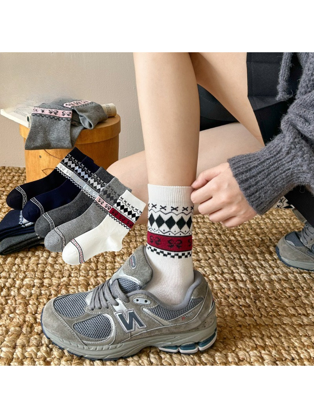Rufia - Fair Isle Style Pattern Crew Socks product image 1
