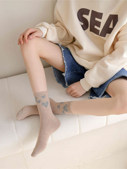 Rufia - Sketch Heart Motif Crew Socks