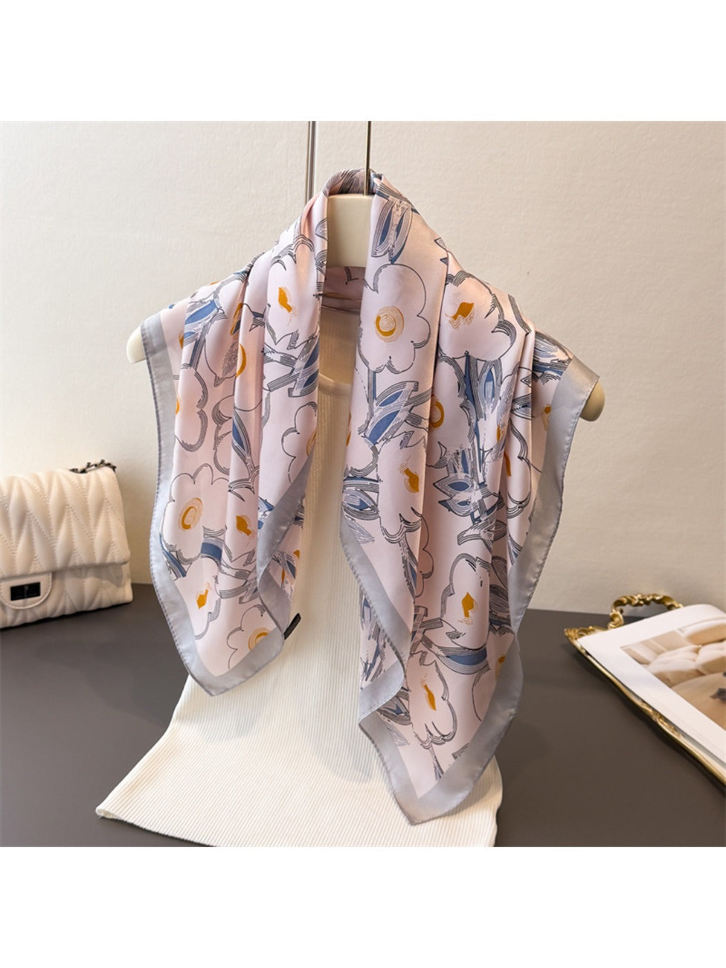 Scarvii - Floral Print Square Scarf