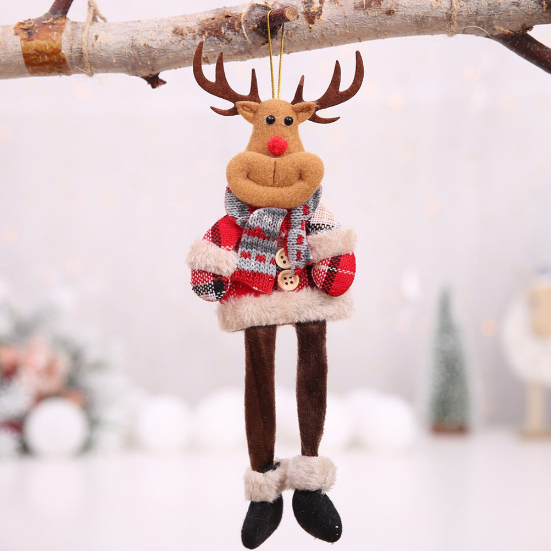 Xris - Christmas Long-Legged Plaid Fabric Doll Ornament