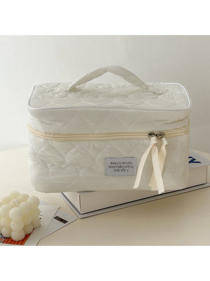 Close-up of Cosbai Soft Heart Cosmetic Case showing heart shape and soft texture