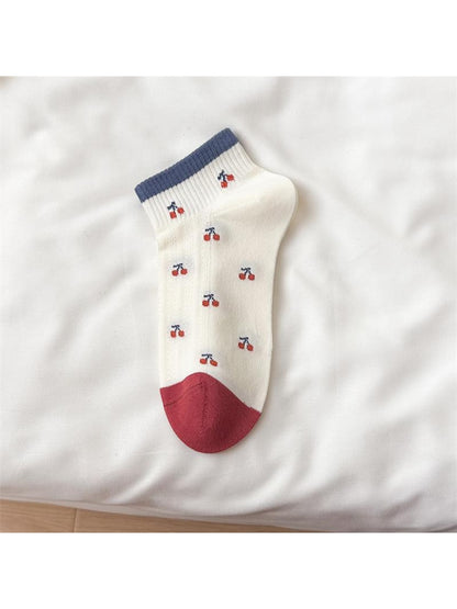 Rufia - Playful Cat and Cherry Ankle Socks