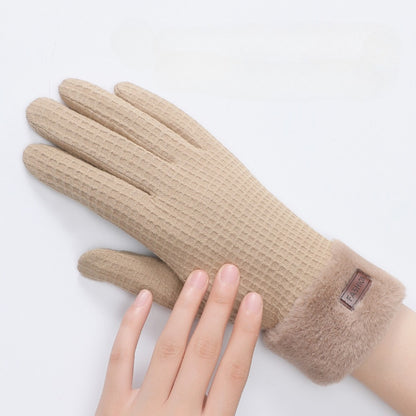 Gloving Winter Warm Waffle Knit Gloves showing knit texture