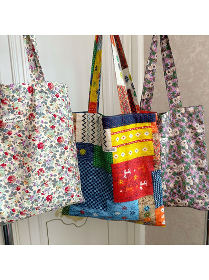 Cosbai - Floral Print Everyday Tote Bag