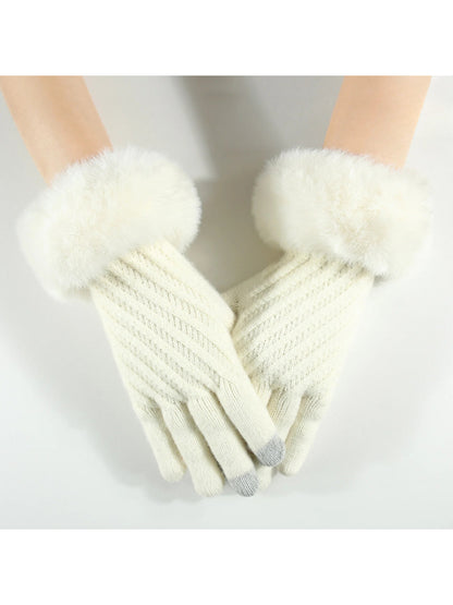 Gloving - Faux Fur Cuff Knit Winter Gloves