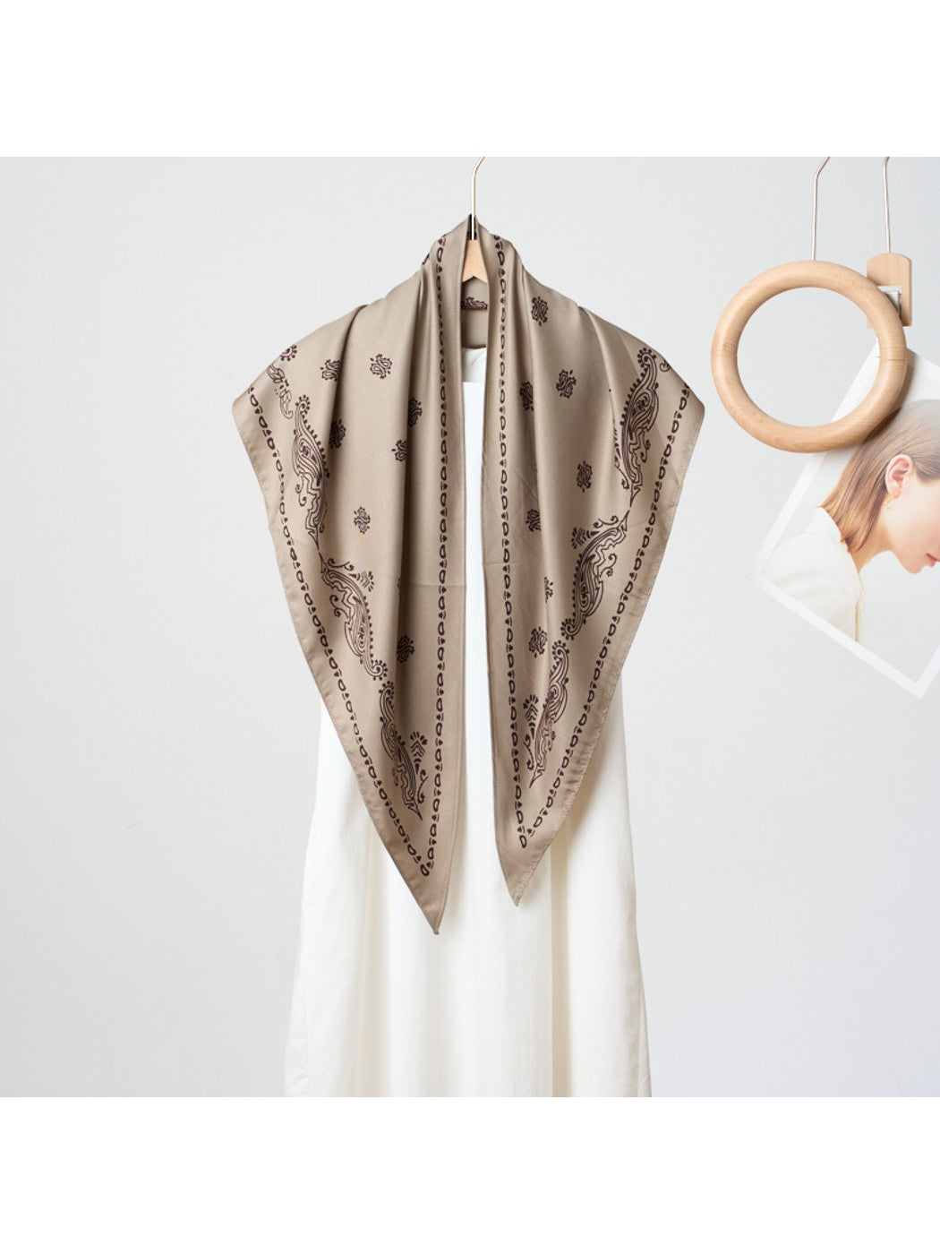 Scarvii - Elegant Printed Border Triangle Bandana