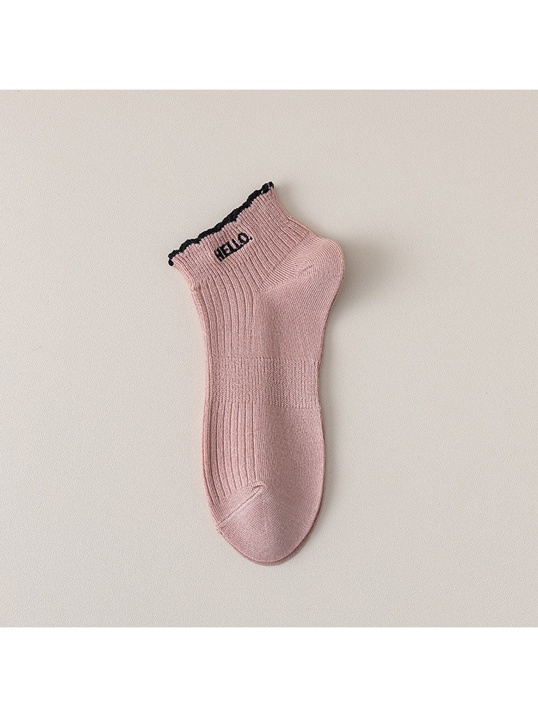 Rufia - Letter Print Ruffle Ankle Socks
