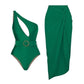 Secy - Green Sexy One-Piece Swimsuit Set