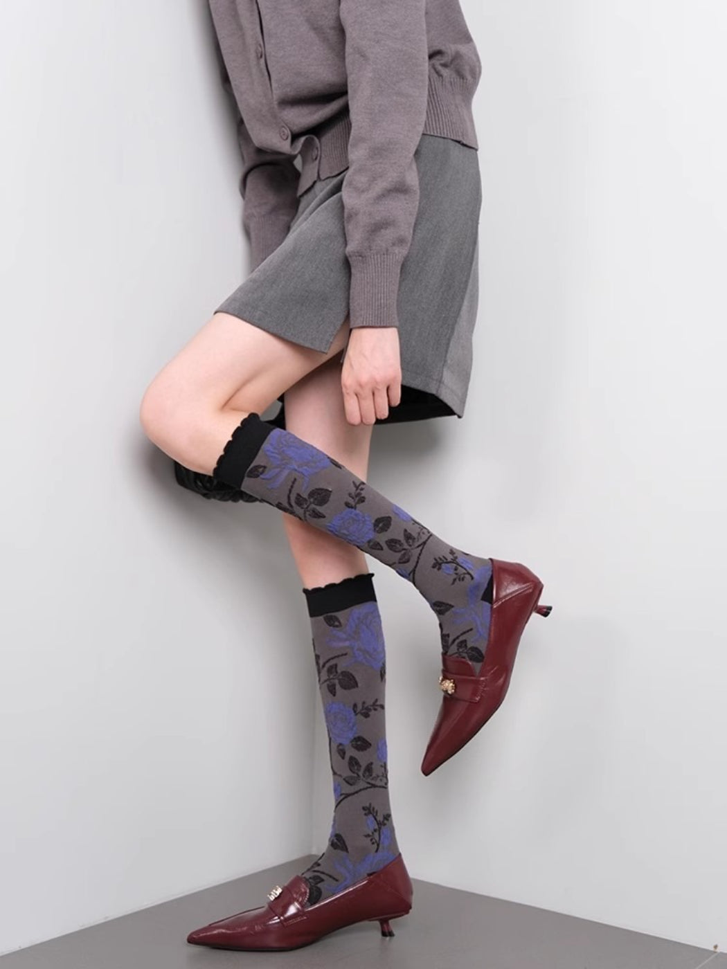 Rufia - Vintage Floral Jacquard Knee Socks