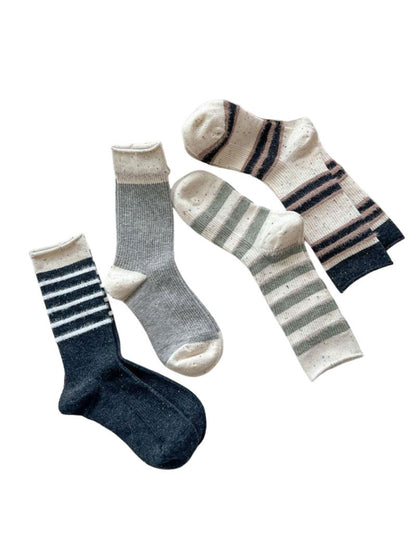 Rufia - Striped Speckled Casual Crew Socks