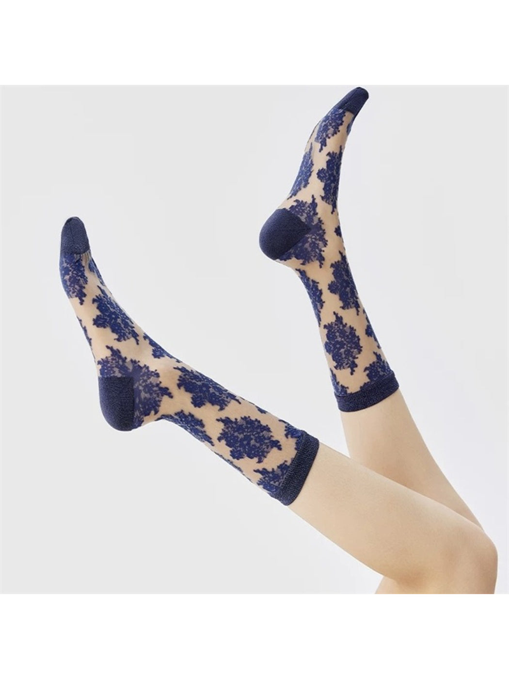 Rufia - Flocked Floral Crew Socks
