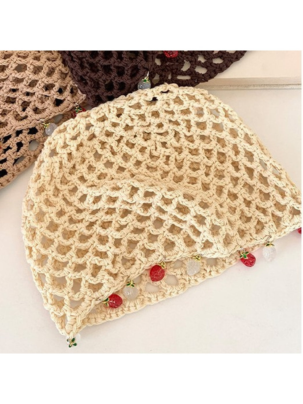 Haila - Boho Solid Color Openwork Knit Beanie