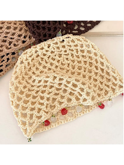 Haila - Boho Solid Color Openwork Knit Beanie
