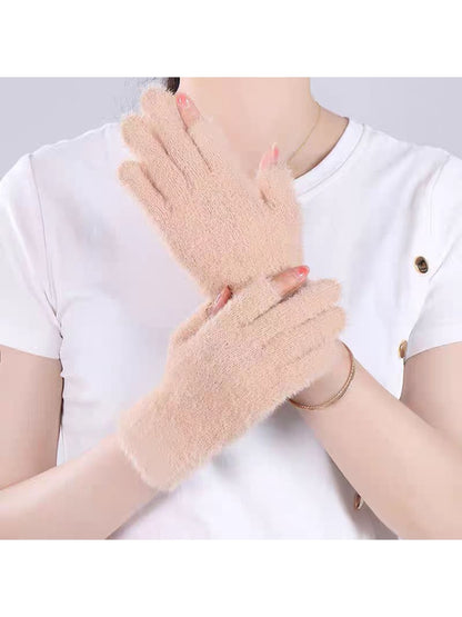 Gloving - Color Block Plush Finish Women's Winter Gloves