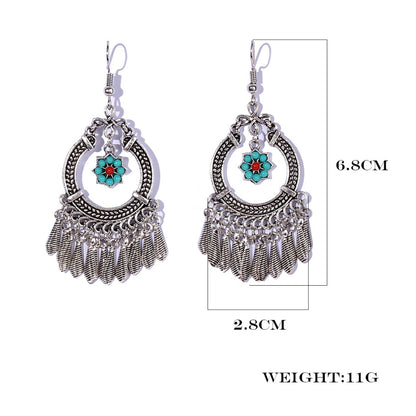Earwish - Boho Fringe Earrings with Floral Charm