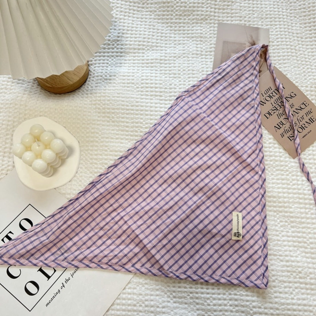 Haila - Plaid Cotton-Linen Triangle Headscarf