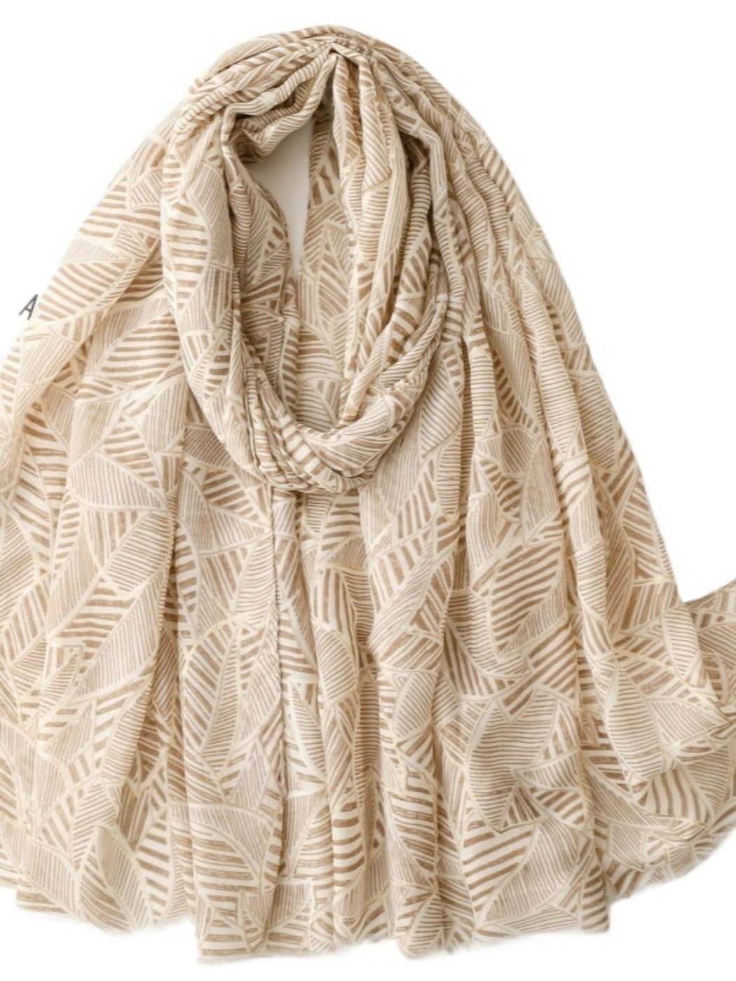 Scarvii - Elegant Versatile Leaf Print Lightweight Scarf