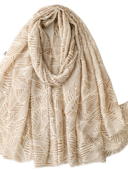 Scarvii - Elegant Versatile Leaf Print Lightweight Scarf