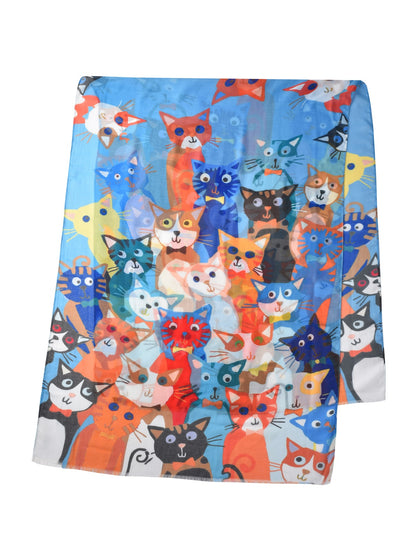 Scarvii – Cartoon Cat Print Scarf