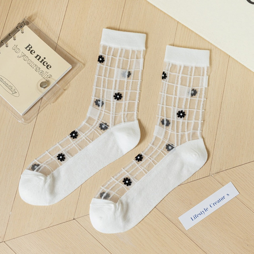 Rufia - Summer Floral Pattern Sheer Socks