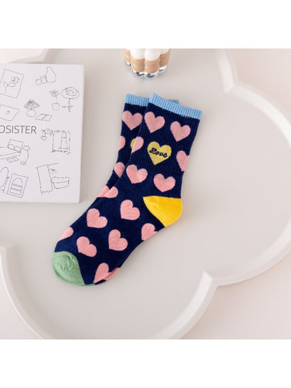 Rufia - Playful Heart Print Crew Socks