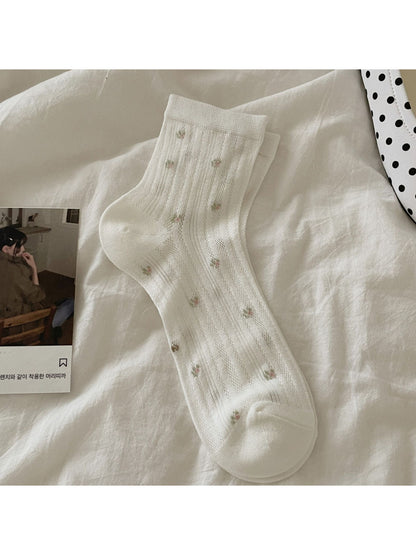 Rufia Ribbon Mesh Floral Mid Calf Socks product image