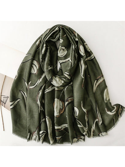 Scarvii - Abstract Tulip Sketch Print Scarf