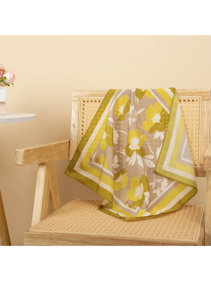 Scarvii - Floral Border Print Square Scarf