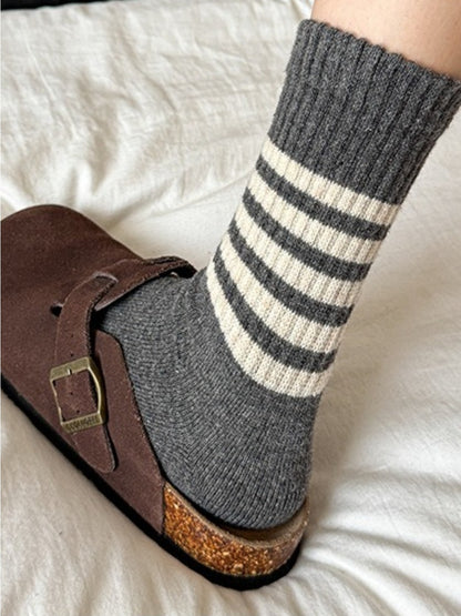 Rufia - Cozy Striped Mid-Calf Winter Socks
