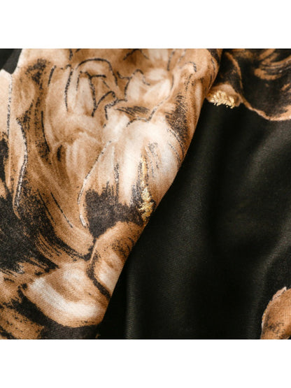 Scarvii - Gold Foil Scarf & Shawl with Lotus Pattern