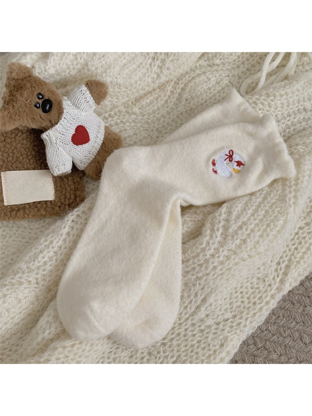 Rufia - Embroidered Goose Motif Casual Crew Socks