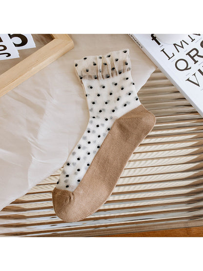 Rufia - Cute Dotted Everyday Sheer Crew Socks