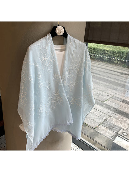 Scarvii - Outline Floral Long Layering Wrap Scarf