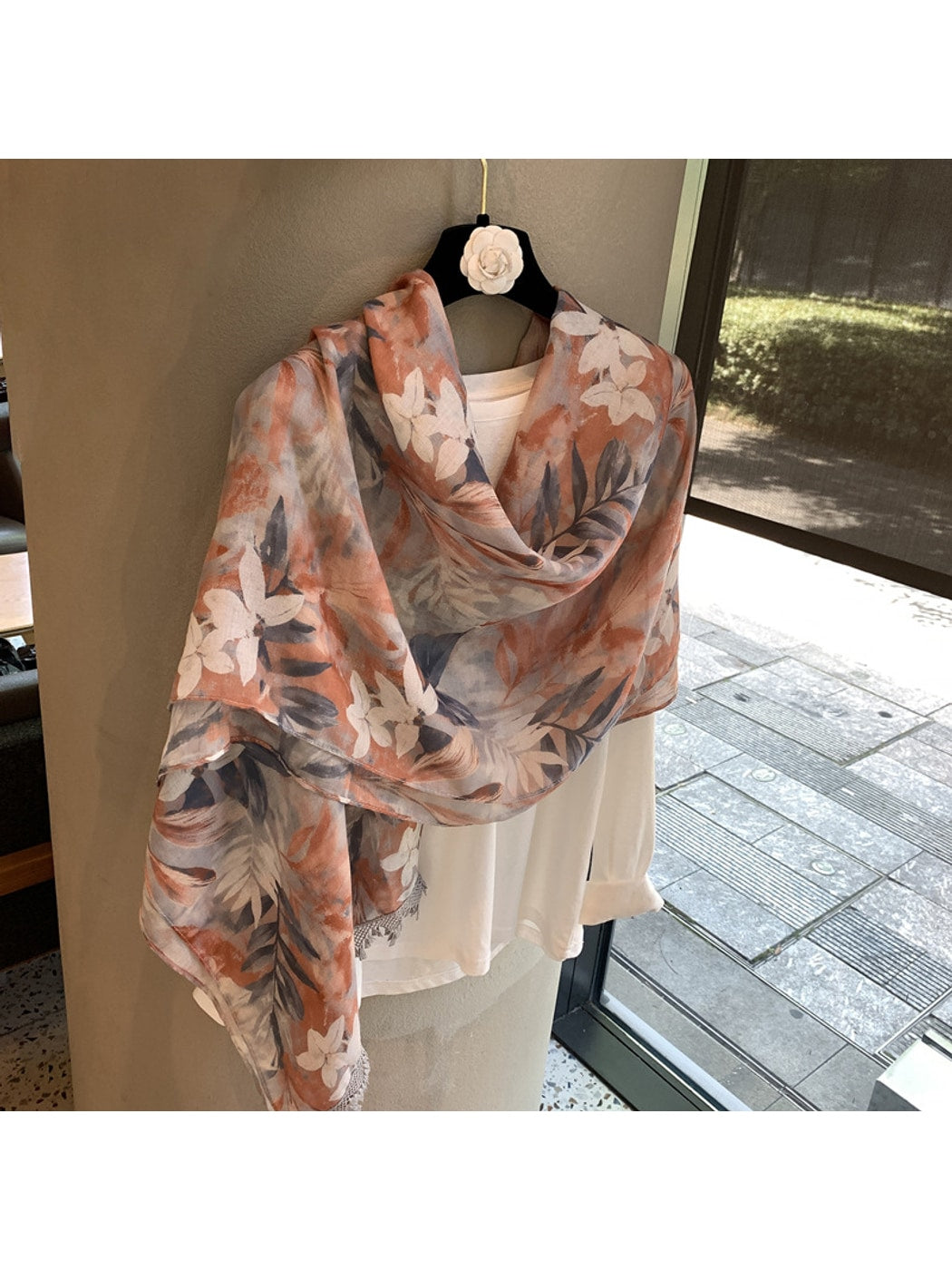 Scarvii - Soft Floral Rectangular Layering Shawl Scarf