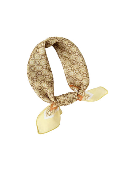 Scarvii - Retro Border Print Fashion Square Scarf