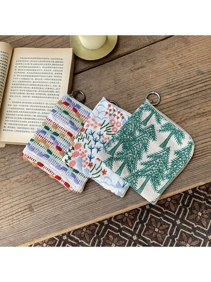 Cosbai Small Coin Purse with Floral Prints storage bag shape