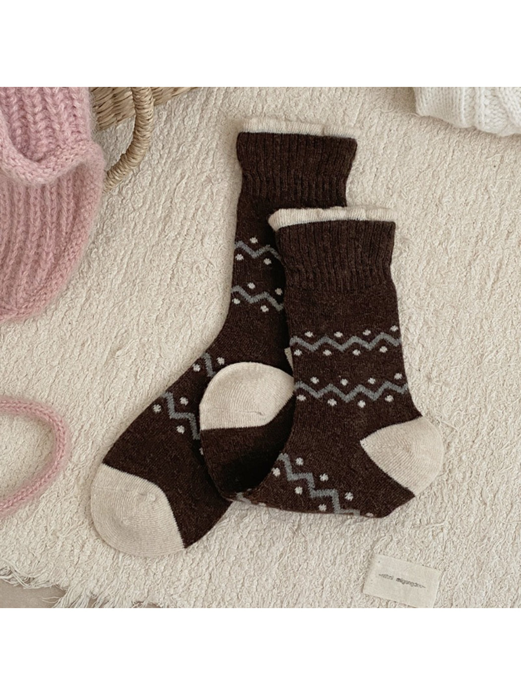 Rufia - Soft Wave Pattern Crew Socks