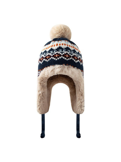 Haila - Jacquard Patterned  Knitted Beanie with Earflaps