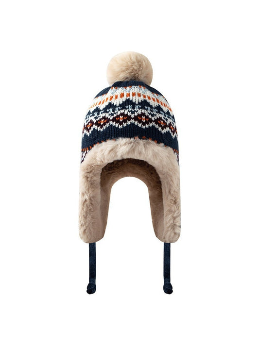 Haila - Jacquard Patterned  Knitted Beanie with Earflaps