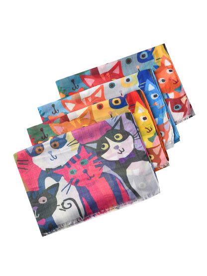 Scarvii – Cartoon Cat Print Scarf