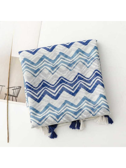 Scarvii - Flowing Geometric Stripe Print Scarf