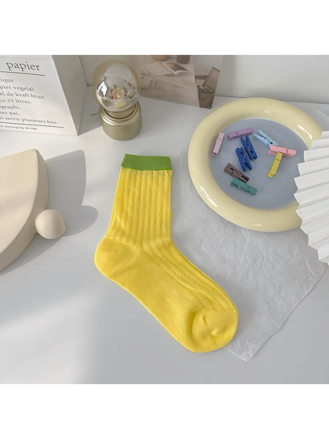 Rufia - Ribbed Mesh Contrast Crew Socks product image 10