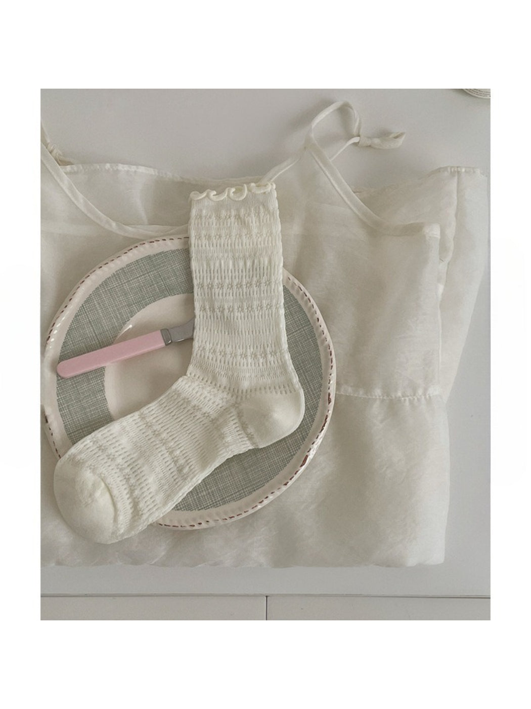 Rufia - Ruffle Textured Knit Crew Socks product image 7