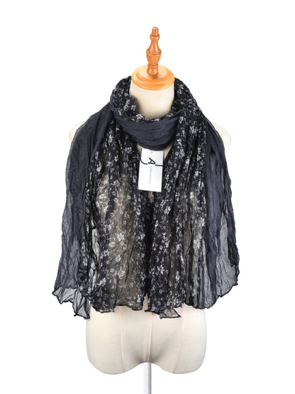Scarvii - Lightweight Floral Pattern Ruched Scarf