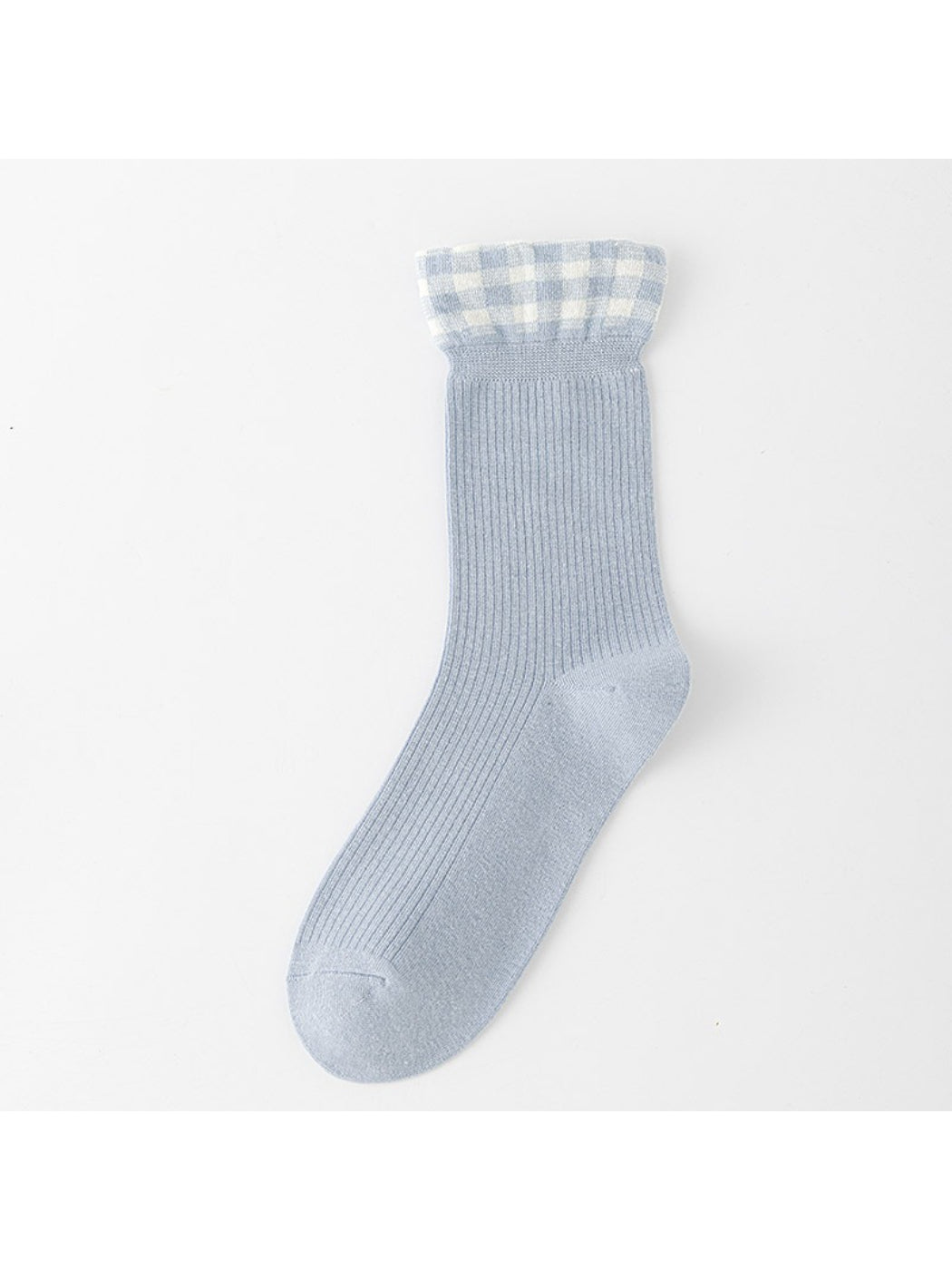 Rufia - Soft Ribbed Check Cuff Socks